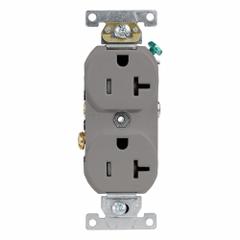 LEVITON Plugs and Receptacles: Duplex, 5-20, Gray, 125V AC, 20 A, 2 Pole / 3 Wire (MPN TCR20-GY)