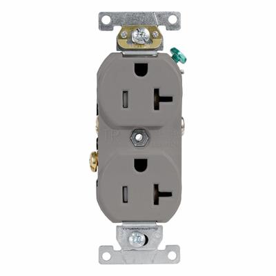 LEVITON Plugs and Receptacles: Duplex, 5-20, Gray, 125V AC, 20 A, 2 Pole / 3 Wire (MPN TCR20-GY) - General Purpose Receptacles