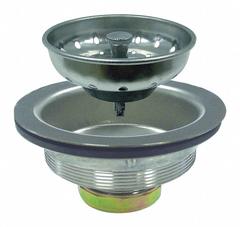 KISSLER Strainer: Stainless Steel, Chrome, 2 1/2 in Overall Ht, 3 in Overall Dia, Gasket (MPN 59-2040). Key specifications — Product Type: Sink Drain; Brand: KISSLER; Finish: Chrome; Material: Stainless Steel; Includes: Standard Mount Drain Kit.