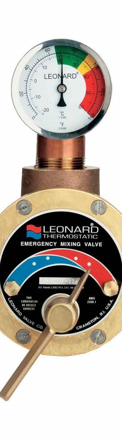 LEONARD VALVE Thermostatic Mixing Valve: For Hot Water/Water Media - Emergency Fixture Mixing Valves