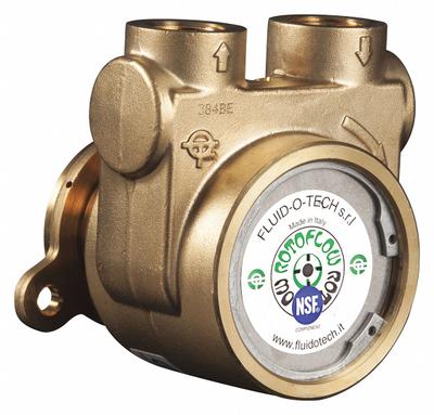 FLUID-O-TECH Rotary Vane Pump: Direct Drive, Low-Lead Brass Body, 1/2" NPT - C-Face Mount Rotary Vane Pump Heads