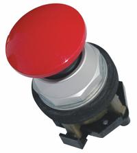 EATON Mushroom Head Push Button: Red, 30 mm Mounting Size, Non-Metallic, Momentary (MPN HT8AER). Key specifications — Brand: EATON; Action: Momentary; Series: HT800; Push Button Material Type: Non-Metallic.