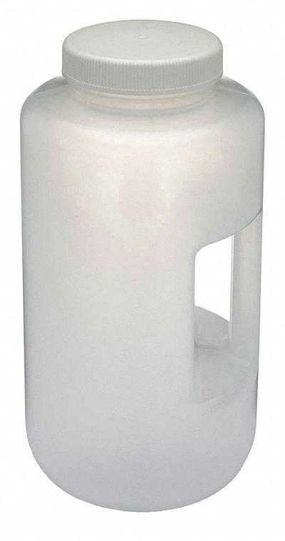 GLOBE SCIENTIFIC Sampling Bottle: Polypropylene, 4 L, 1.05 gal, Closure Included, Natural - Polypropylene Wide Mouth Round Lab Bottles