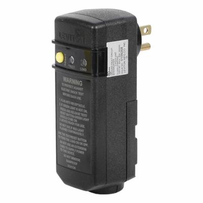 LEVITON GFCI: Auto Reset, 3, 5-15P Plug, 15 A Current, 120V AC, 5-15R, Black/Yellow - Plug-In GFCI Plugs