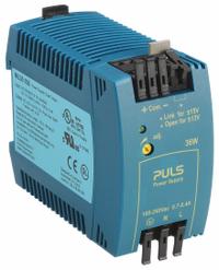 PULS DC Power Supply: DIN Rail, 36 W Output Power - Rated, 2.5 A_2.8 A Current - Output, Plastic (MPN ML30.106). Key specifications — attr1044898: Single; attr1044874: Plastic; attr1044879: 110 to 300V DC; attr211400: PULS.