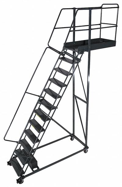 BALLYMORE Rolling Cantilever Ladder: 12.5 ft Platform Ht, Unassembled, Locking Casters - Unsupported Cantilever Ladders