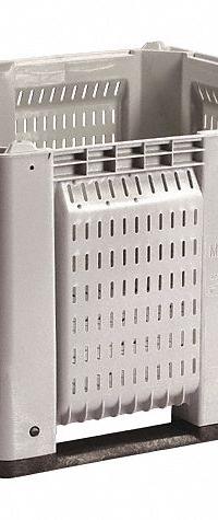 DECADE PRODUCTS Bulk Container: 28.7 cu ft, 48 in x 48 in x 28 1/2 in, Lid Not Included, 4-Way Entry (MPN M126000-104). Key specifications — Brand: DECADE PRODUCTS; Stackable: Stacking Capable; Shape: Rectangular; Runner Location: None; Fork Entry: 4-Way Entry; Container Wall Type: Vented; Mobility: Stationary; Fork Pockets: Fork Pockets Included.