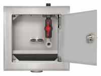 GUY GRAY Outlet Box: 1/2 in FPT, 1/4 in Turn, Center, 8.63 in Box Wd, 11.25 in Box Ht (MPN 82644). Key specifications — Valve Connection: 1/4 in Turn; Inlet Connection: 1/2 in FPT; Drain Location: Center; Brand: GUY GRAY.