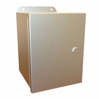 HAMMOND Electrical Enclosure: Stainless Steel, 8 in x 6 in x 6 in, NEMA 12/13/3R/4/4X, w/Panel (MPN EJ866SS). Key specifications — Brand: HAMMOND; Closure Method: Latches; Enclosure Material: Stainless Steel; Knockouts: Not Included; Includes Inner Panel: with Inner Panel Included.