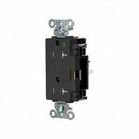 HUBBELL Receptacle: Hospital Grade, Decorator Duplex, 5-20R, Black, 125V AC, 20 A, 2 Pole / 3 Wire (MPN HBL2182STBKTR)