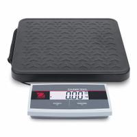 OHAUS Shipping Scale: 150 lb Wt Capacity - Imperial, 12 5/8 in Weighing Surface Dp, kg/lb, LCD (MPN i-C31M75R). Key specifications — attr1359871: 0.1 lb/0.05 kg; attr1359893: Steel.