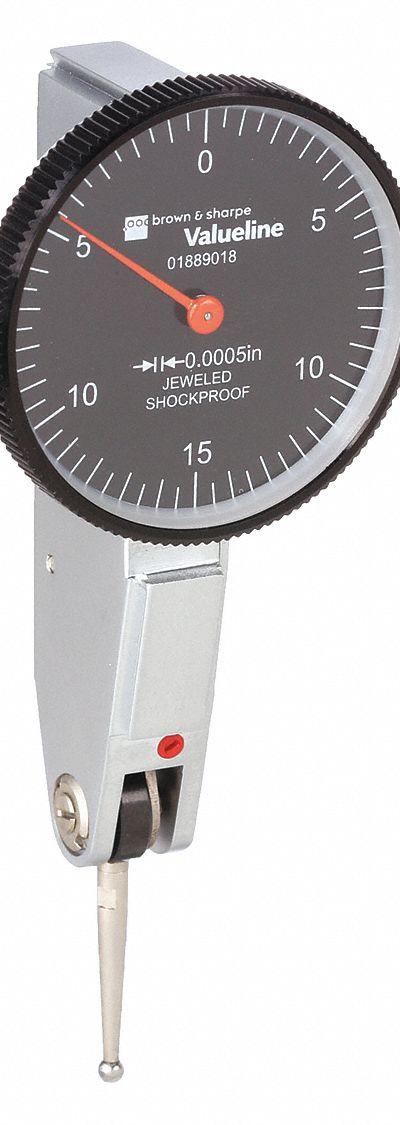 TESA BROWN & SHARPE Horizontal Dial Test Indicator: 0 in to 0.03 in - Dial Test Indicators - Horizontal & Tilted-Face Styles