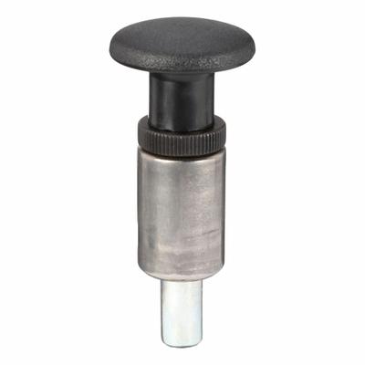 INNOVATIVE COMPONENTS Weld Mount Retractable Spring Plunger: Pull Knob, 0.5 in Plunger Wd - Nonlocking Pull-Knob Weld-Mount Indexing Plungers