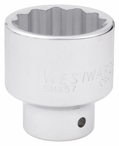 WESTWARD Socket: Metric, 3/4 in Drive Size, 46 mm Socket Size, 12-Point, Std, Chrome - 3/4" Drive Hand Sockets