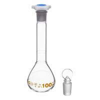 UNITED SCIENTIFIC SUPPLIES INC Glass Flasks: 100 mL, Colorless, Round, A, +/-0.1 mL (MPN FGWM100). Key specifications — Shape: Round; Tolerance: +/-0.1 mL; Body Color: Colorless; Brand: UNITED SCIENTIFIC SUPPLIES INC; Compatible with Stopper Size: 19/26; USP Specification: Type I.