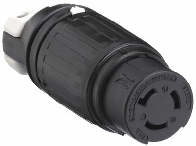 HUBBELL Locking Connector: Non-NEMA, Black/White, 250V DC/600V AC, 50 A Current Rating - General Purpose Connectors