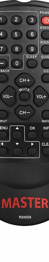 RCA Remote Control: RCA, R230D2, Black, 1/2 in Overall Dp, 6 in Overall Ht, 2 3/8 in Overall Wd. Key specifications — Manufacturer Part Number: R230D2; Brand: RCA; Color: Black; Compatible With_Broad: RCA.
