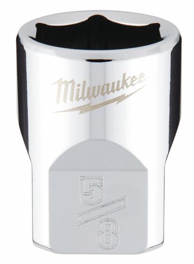 MILWAUKEE Standard Socket: SAE, 3/8 in Drive Size, 5/8 in Socket Size, 6-Point, Std - Anti-Roll Hand Sockets
