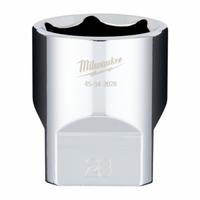 MILWAUKEE Socket Extension: Metric, 1/2 in Drive Size, 28 mm Socket Size, 6-Point, Std, Chrome (MPN 45-34-2028). Key specifications — attr1204417: MILWAUKEE; attr1204392: Chrome.