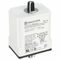 SCHNEIDER Single Function Time Delay Relay: Socket Mounted, 120V DC, 10 A, 8 Pins/Terminals (MPN 9050JCK18V20). Key specifications — Contact Rating (AC): 10 A @ 120/240V; Brand: SCHNEIDER.