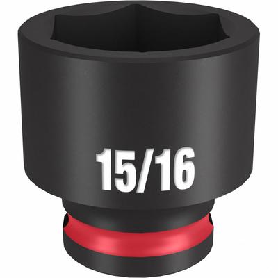 MILWAUKEE Standard Impact Socket: 3/8 in Drive Size, SAE, 15/16 in Socket Size, 6-Point - 3/8" Drive Impact Sockets