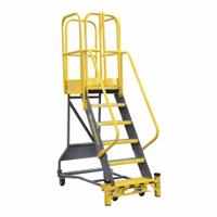 COTTERMAN Rolling Ladder: 5.8 ft Platform Ht, Partially Assembled, Foot-Activated Step Lock, Steel (MPN WMX07R37A6FGP3). Key specifications — Brand: COTTERMAN; Color: Gray; Handrail Configuration: Double Handrails.