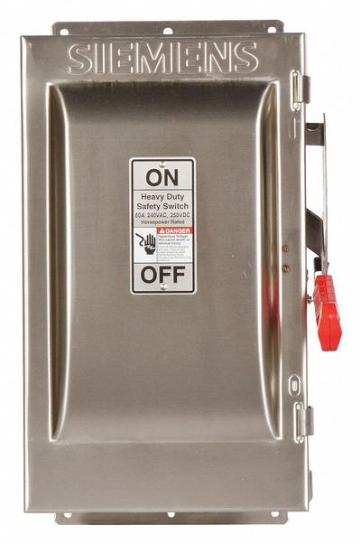 Siemens Safety Switch: Fusible, 60 A, Three Phase, 240V AC, 304 Stainless Steel - Fusible Safety Switches