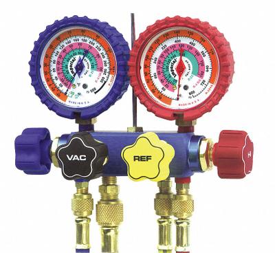 IMPERIAL Manifold Gauge: 4 Valves, 4 Hoses, Series 600 - Analog Manifold Gauge Kits