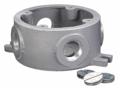 HUBBELL KILLARK Conduit Outlet Body: Aluminum, 1/2 in Trade Size, X Body, 25 cu in Body Capacity - Round Body - Type Access Fittings