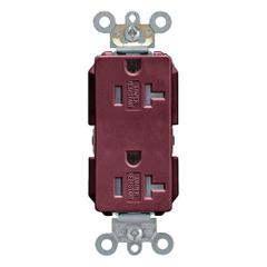 LEVITON Receptacle: Decorator Duplex, 5-20, Brown, 125V AC, 20 A, 2 Pole / 3 Wire (MPN TDR20)