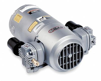 GAST Piston Air Compressor: 0.333 hp, 1 Phase, 115V AC, 100 psi Max Continuous Pressure - Reciprocating Piston Compressor/Vacuum Pumps