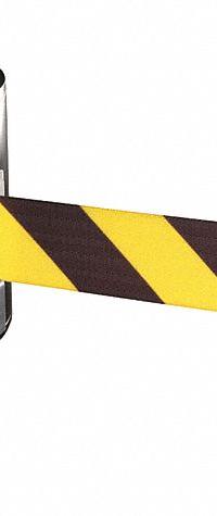 RETRACTA-BELT Wall Mounted Retractable Belt Barrier: Fixed Mounting Plate, 65 ft Belt Lg, Pattern (MPN WM6500-BYD-WP-RE). Key specifications — Frame Color: Black; Brand: RETRACTA-BELT; Belt Color: Black/Yellow.