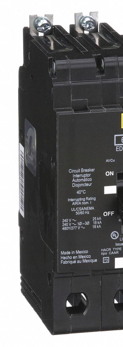SQUARE D Miniature Circuit Breaker: 60 A - EDB & EGB Series, Bolt-On Square D Miniature Circuit Breakers