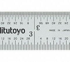 MITUTOYO Rigid Rule: 182-101, 6 in, 0.05 in Thick, 1/64 in, Chrome, Black, Rigid, Inside Read, Vinyl. Key specifications — attr939978: 1/64 in; attr934745: MITUTOYO; attr944504: Inside Read; attr944509: Chrome; attr939993: Decimal; attr986193: Etched.