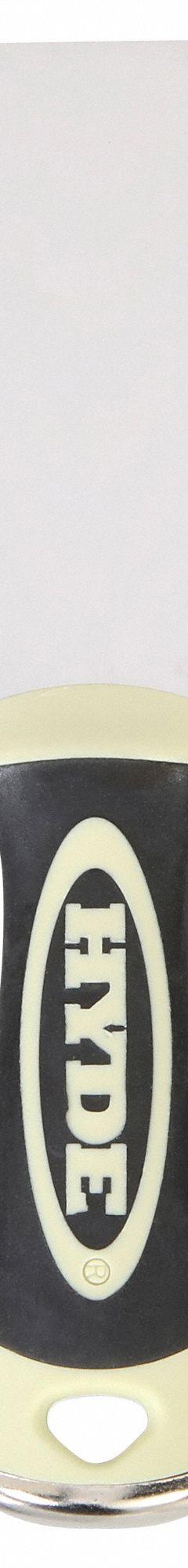 HYDE Putty Knife: Bld. Mat. Carbon Steel, Hdl. Mat. Polypropylene/TPE, Bld. Shp. Straight (MPN 06101). Key specifications — attr1004888: HYDE; attr1029665: Full.