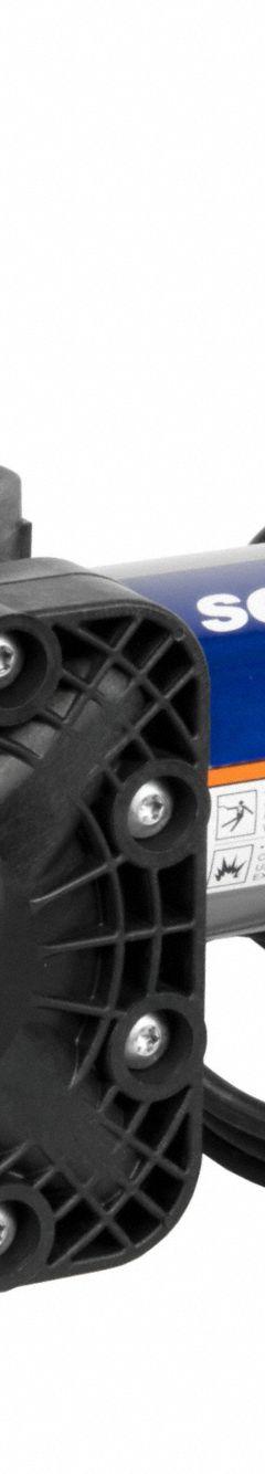 SOTERA Electric Drum Pump: Pump with Hose & Nozzle, 1/4 hp HP, 115 V AC, 13 gpm, Polypropylene (MPN SS460B). Key specifications — Brand: SOTERA.