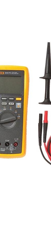 FLUKE Digital Multimeter: TRMS, CAT III 1000V/CAT IV 600V, 400 mA Max AC Current Measurement, IP54 (MPN 3000FC/EDA2/WWG). Key specifications — Brand: FLUKE; Calibration Certificate Included: No Certification Included; Instrument Safety Rating: CAT IV 600V; Instrument Counts: 6,000.