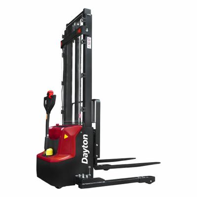 Dayton Stacker: 2,600 lb, 114 in Max Lifting Ht, Adj Fork, 42 in L x 3 15/16 in W Fork - Electric Straddle Stackers