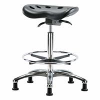 Tractor Stool: Polyurethane, Ht Range 23 in to 33 1/2 in, 17 in Seat Wd, 14 in Seat Dp, 5 Glides (MPN ESD-PTHBST-CR-CF-EG). Key specifications — Brand: APPROVED VENDOR; Foot Support: Yes; Base Material: Aluminum; ESD-Safe: ESD-Safe; Number of Casters: 0.