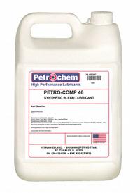 PETROCHEM Compressor Oil: 1 gal, Jug, 15 SAE Grade, 46 ISO Viscosity Grade, 97 Viscosity Index (MPN PETRO-COMP 46-001). Key specifications — attr59744: 97; attr59746: 46; attr59736: No; attr59735: Jug; attr59738: Petro-Comp; attr59749: 15.