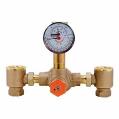 POWERS Thermostatic Mixing Valve: For Hot Water/Water Media, Thermostatic, Bronze, NPT x NPT, NPT (MPN ETV200-13). Key specifications — Includes: Temperature Gauge; Brand: POWERS.