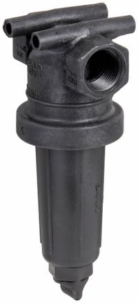 BANJO Inline Strainer: Polypropylene, 1 in, NPT, Mesh, 0.0117 in Screen Size, 9 in Ht, 3 7/8 in Lg (MPN LST100-50). Key specifications — Screen Material: 316 Stainless Steel; Bowl Color: Black; Material: Polypropylene; Brand: BANJO; Seal Material: EPDM; Color: Blue.
