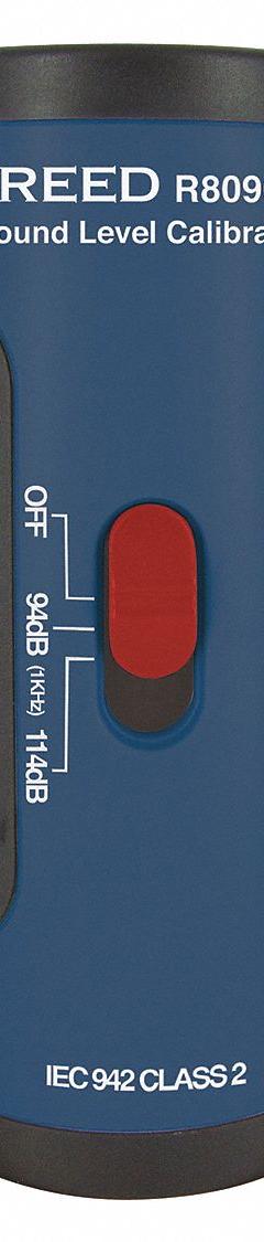 REED INSTRUMENTS Sound Level Calibrator: 114 dB Output Sound Pressure, ±4% Freq Accuracy, R8090. Key specifications — Brand: REED INSTRUMENTS; Frequency Accuracy: ±4%; Compatible with Brand: Universal; Distortion: ±0.5 dB; Output Sound Accuracy: ±0.5 dB; Calibration Certificate: Not Included.
