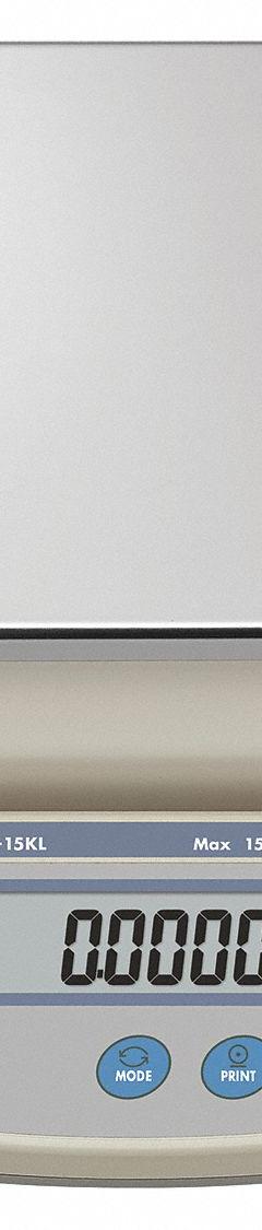 A&D WEIGHING Industrial Bench Scale: 8 1/4 in x 11 7/8 in, Not IP Rated, Integrated, Stainless Steel (MPN EK-15KL). Key specifications — attr1341383: RS-232C; attr1341384: 0.1 g/0.0005 lb; attr1341400: A&D WEIGHING; attr1383935: Stainless Steel.