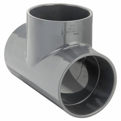 PLASTIC SUPPLY Duct Tee: PVC, For 4 in Duct Dia, 8 7/8 in Overall Lg, 4 1/2 in Inlet Dia - Branches