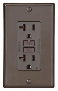 LEVITON GFI Receptacle: Decorator Duplex, 5-20, Brown, GFCI, 125V AC, 20 A, 2 Pole / 3 Wire (MPN GFNT2)