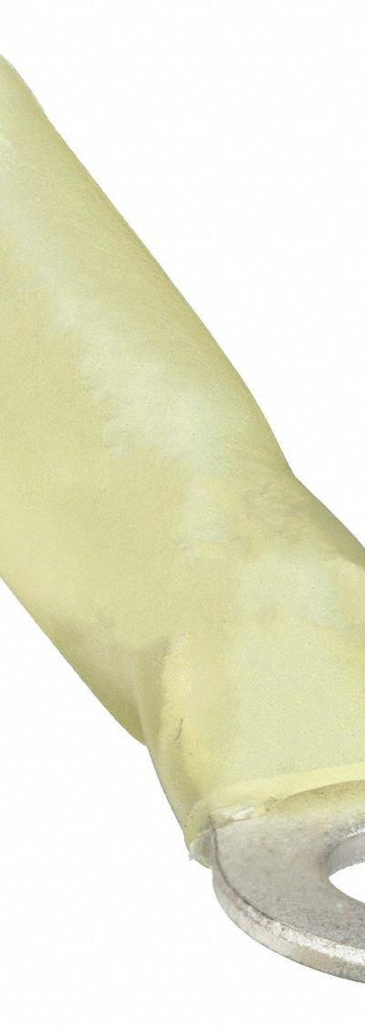 GRAINGER Ring Terminal: Yellow, Heat Shrink Insulation, #8 Stud Size - Insulated Ring Terminals with Heat Shrink