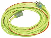 SOUTHWIRE Extension Cord: Outdoor Use, 50 ft Lg, Outlet, 5-15P, 12/3, SJTW, Lime Green/Red, 125V AC (MPN 2548SW0054). Key specifications — Brand: SOUTHWIRE; Temperature Rating: -40° to 140°F; NEMA Plug Configuration: 5-15P.