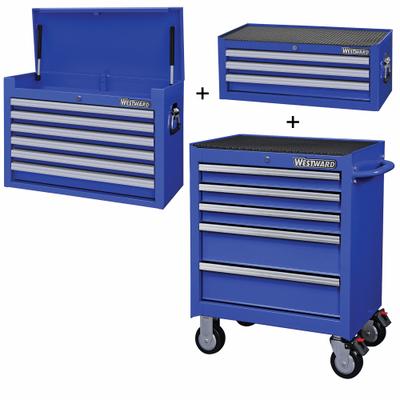 WESTWARD Rolling Cabinet Kit: 14 Drawers, Light Duty, Keyed - Heavy-Duty Top Chest, Intermediate Chest & Rolling Cabinet Combos