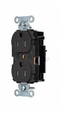 HUBBELL Receptacle: Duplex, 5-15, Black, 125V AC, 15 A, 2 Pole / 3 Wire (MPN 5262STBKTR)